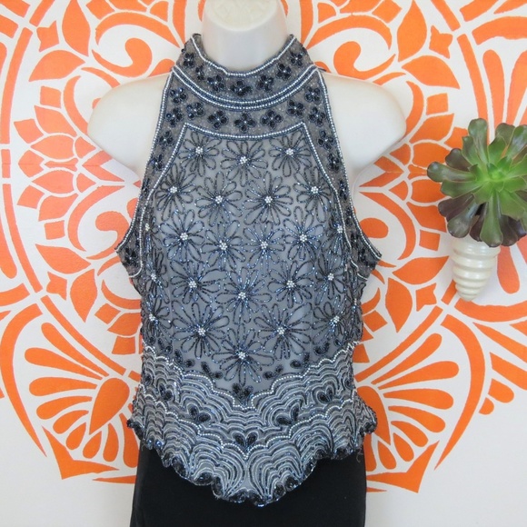 Papell Boutique Tops - Papell Boutique Sleeveless Beaded Top M